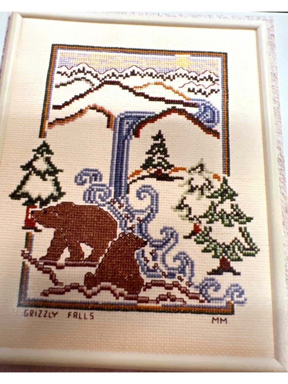 Grizzly Falls Counted Cross Stitch Kit By Meredith Mark Bears & Waterfall Scene
